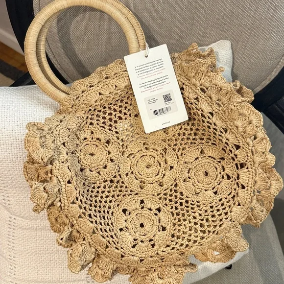 Sezane Zina Raffia Crochet Basket Bag - Picture 3 of 6